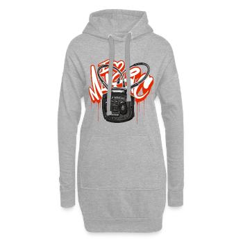 J’adore la musique Ghettoblaster Boombox - Sweat-shirt à capuche long Femme - gris chiné - Devant