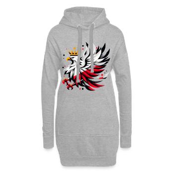 Pologne Polska Aigle Drapeau Géométrie Cadeau - Sweat-shirt à capuche long Femme - gris chiné - Devant