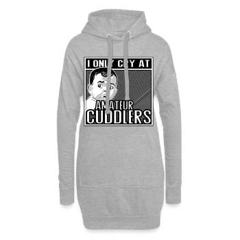 Je ne pleure que pour les câlins amateurs - Sweat-shirt à capuche long Femme - gris chiné - Devant