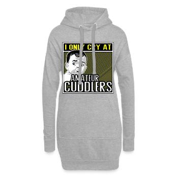 Je ne pleure que pour les câlins amateurs - Sweat-shirt à capuche long Femme - gris chiné - Devant