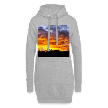 Sonnenuntergang – Feuerfarben am Abendhimmel - Hoodie-Kleid - Grau meliert - Vorne