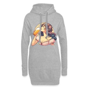 Schöne Frau genießt Bier Art Nouveau Geschenk - Hoodie-Kleid - Grau meliert - Vorne