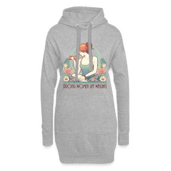 Fitness Femmes fortes Levage Poids Gym Cadeau - Sweat-shirt à capuche long Femme - gris chiné - Devant
