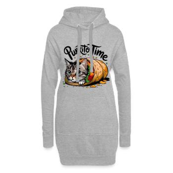 Purrito-Katze - Hoodie-Kleid - Grau meliert - Vorne