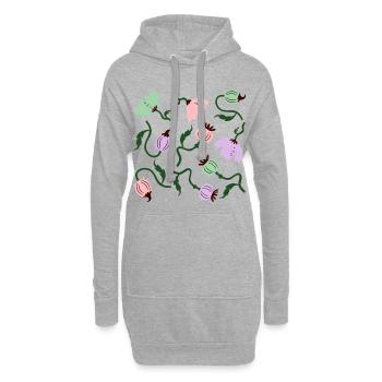 Kräftige Mohnblumen L Florale Mohnblumen - Hoodie-Kleid - Grau meliert - Vorne
