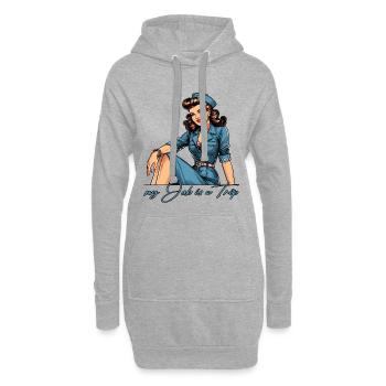 Pin Up Retro Stewardess Beruf Reise Geschenk - Hoodie-Kleid - Grau meliert - Vorne