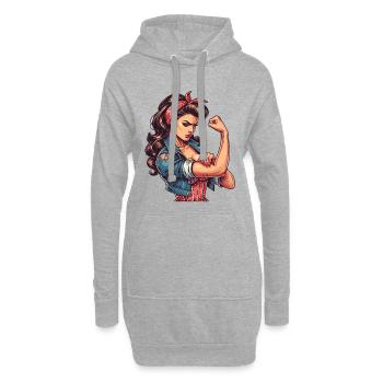 Strong Confident Woman Rockabilly Gift - Hoodie Dress - heather grey - Front