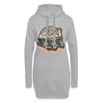 Vintage Summer Retro Disco Graphic Design Roller Skate - Hoodie Dress - heather grey - Front