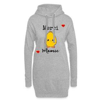 MERCI MAMIE AMOUR - Sweat-shirt à capuche long Femme - gris chiné - Devant