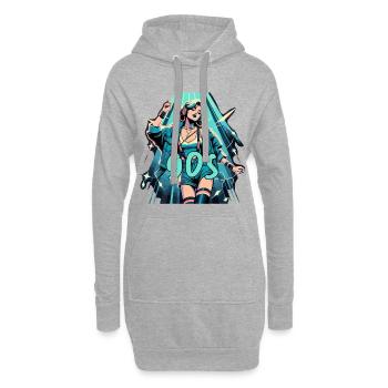 Frau tanzt Tanzen 90er Retro Disco Disko Geschenk - Hoodie-Kleid - Grau meliert - Vorne
