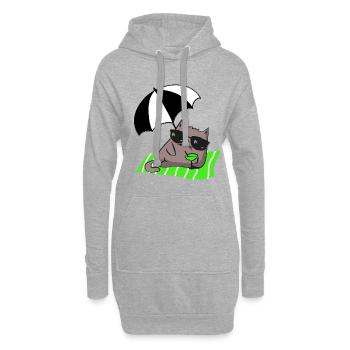 Kater mit Stil und Cocktail - Hoodie-Kleid - Grau meliert - Vorne