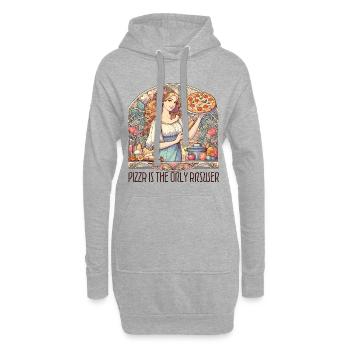 La pizza est la seule réponse Cadeau drôle - Sweat-shirt à capuche long Femme - gris chiné - Devant