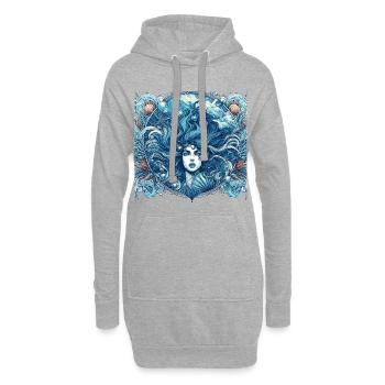 Sirène Sirène Cheveux Bleus Art Nouveau Cadeau - Sweat-shirt à capuche long Femme - gris chiné - Devant