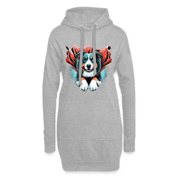 Super Dog Australian Shepherd Sheppie Gift - Hoodie Dress - heather grey - Front