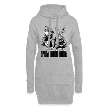 Russenhocke Slawen Hase und Wolf Brüder Geschenk - Hoodie-Kleid - Grau meliert - Vorne