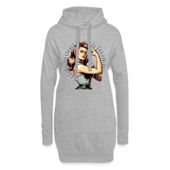 Starke Frau zeigt Stärke Rockabilly Style Geschenk - Hoodie-Kleid - Grau meliert - Vorne