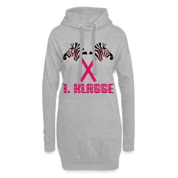 Steckenpferd Einschulung 1. Klasse - Hobby Horsing - Hoodie-Kleid - Grau meliert - Vorne