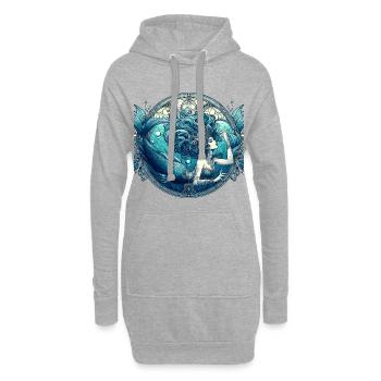 Sirène Sirène Cheveux Bleus Art Nouveau Cadeau - Sweat-shirt à capuche long Femme - gris chiné - Devant
