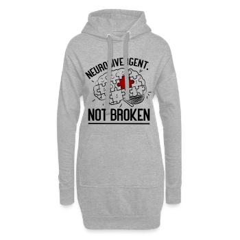 Neurodivergent Not Broken – Strong Mind Statement - Hoodie-Kleid - Grau meliert - Vorne
