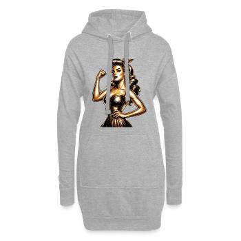 Femme forte or style rockabilly doré cadeau d’or - Sweat-shirt à capuche long Femme - gris chiné - Devant