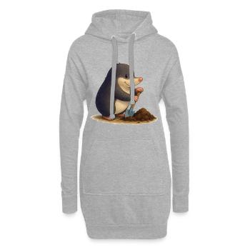 Fleissiger Maulwurf mit Schaufel - Hoodie-Kleid - Grau meliert - Vorne