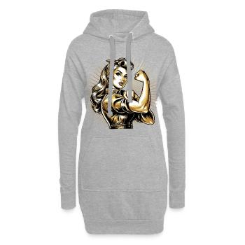 force femme forte rockabilly style or cadeau - Sweat-shirt à capuche long Femme - gris chiné - Devant