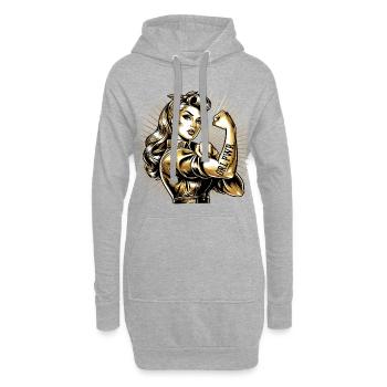 Femme forte GRL PWR Rockabilly Or Cadeau - Sweat-shirt à capuche long Femme - gris chiné - Devant