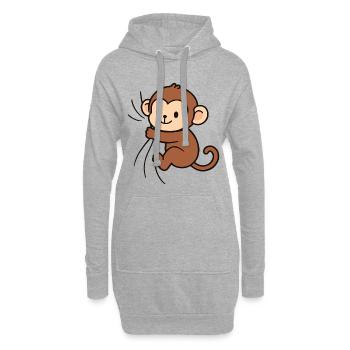 Cher petit singe - Sweat-shirt à capuche long Femme - gris chiné - Devant
