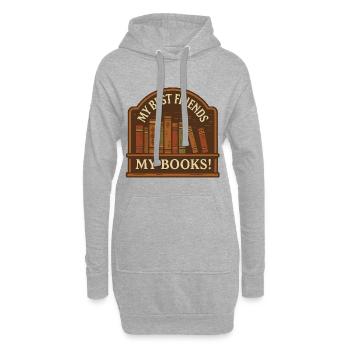 Meine Bücher, meine besten Freunde - Hoodie-Kleid - Grau meliert - Vorne