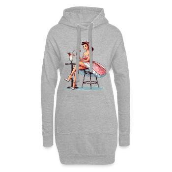 Frau Rockabilly Pina Colada Geschenk - Hoodie-Kleid - Grau meliert - Vorne