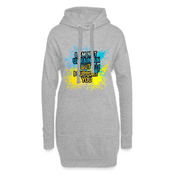 I am not Ukrainian but I support you! - Hoodie-Kleid - Grau meliert - Vorne