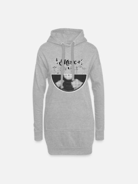 Ein halber Musikzylinder - Hoodie-Kleid - Grau meliert
