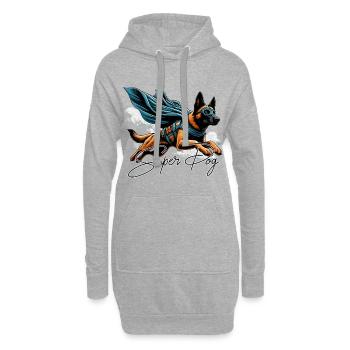 Super chien Berger Belge Cape Cadeau - Sweat-shirt à capuche long Femme - gris chiné - Devant