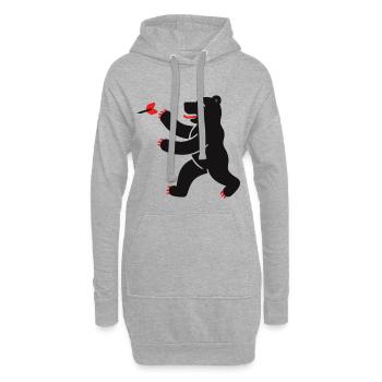 Bär beim Dart - Hoodie-Kleid - Grau meliert - Vorne
