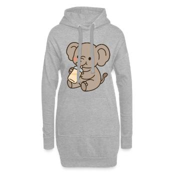 Petit éléphant avec des bouteilles de lait - Sweat-shirt à capuche long Femme - gris chiné - Devant