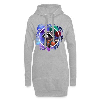 Weltraum-Raccoon mit Astronautenanzug - Hoodie-Kleid - Grau meliert - Vorne