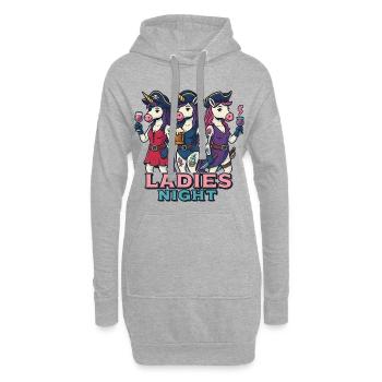 Ladies Night - Piraten & Einhörner - Hoodie-Kleid - Grau meliert - Vorne