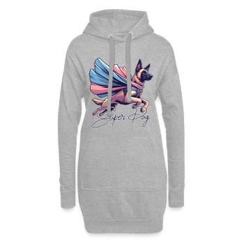 Super chien Berger Belge Cape Cadeau - Sweat-shirt à capuche long Femme - gris chiné - Devant