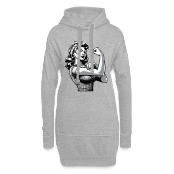 Force femme forte Style Rockabilly cadeau - Sweat-shirt à capuche long Femme - gris chiné - Devant