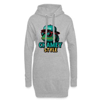 Chamey Style Crocodile Streetwear - Sweat-shirt à capuche long Femme - gris chiné - Devant