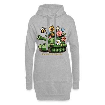 Des fleurs, pas des bombes - Sweat-shirt à capuche long Femme - gris chiné - Devant