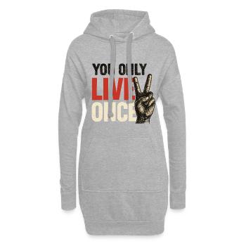 Du Lebst Nur Einmal Vintage - Hoodie-Kleid - Grau meliert - Vorne