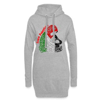 Palestine libre - Sweat-shirt à capuche long Femme - gris chiné - Devant
