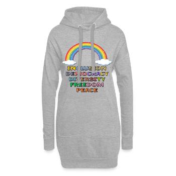 DÉMOCRATIE INCLUSION PAIX FIERTÉ - Sweat-shirt à capuche long Femme - gris chiné - Devant