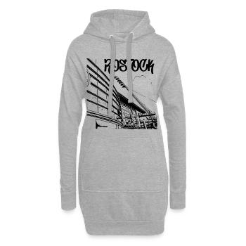 Vue sur le stade de Rostock - Sweat-shirt à capuche long Femme - gris chiné - Devant