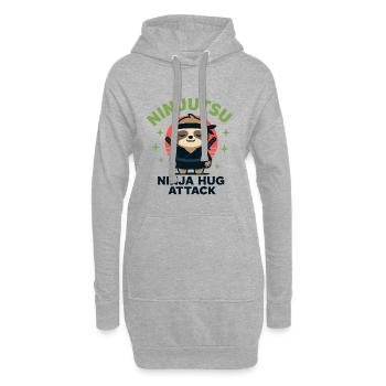 Câlin Ninja Câlin Paresseux Attaque - Sweat-shirt à capuche long Femme - gris chiné - Devant