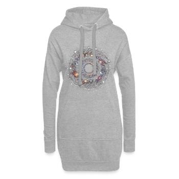 Mandala der Leere - Hoodie-Kleid - Grau meliert - Vorne