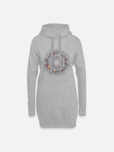 Mandala der Leere - Hoodie-Kleid - Grau meliert
