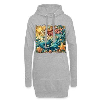 Sirène Sirène cheveux roux Cadeau Art Nouveau - Sweat-shirt à capuche long Femme - gris chiné - Devant