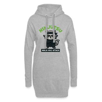 Waschbär Ninja Umarmungsangriff - Hoodie-Kleid - Grau meliert - Vorne